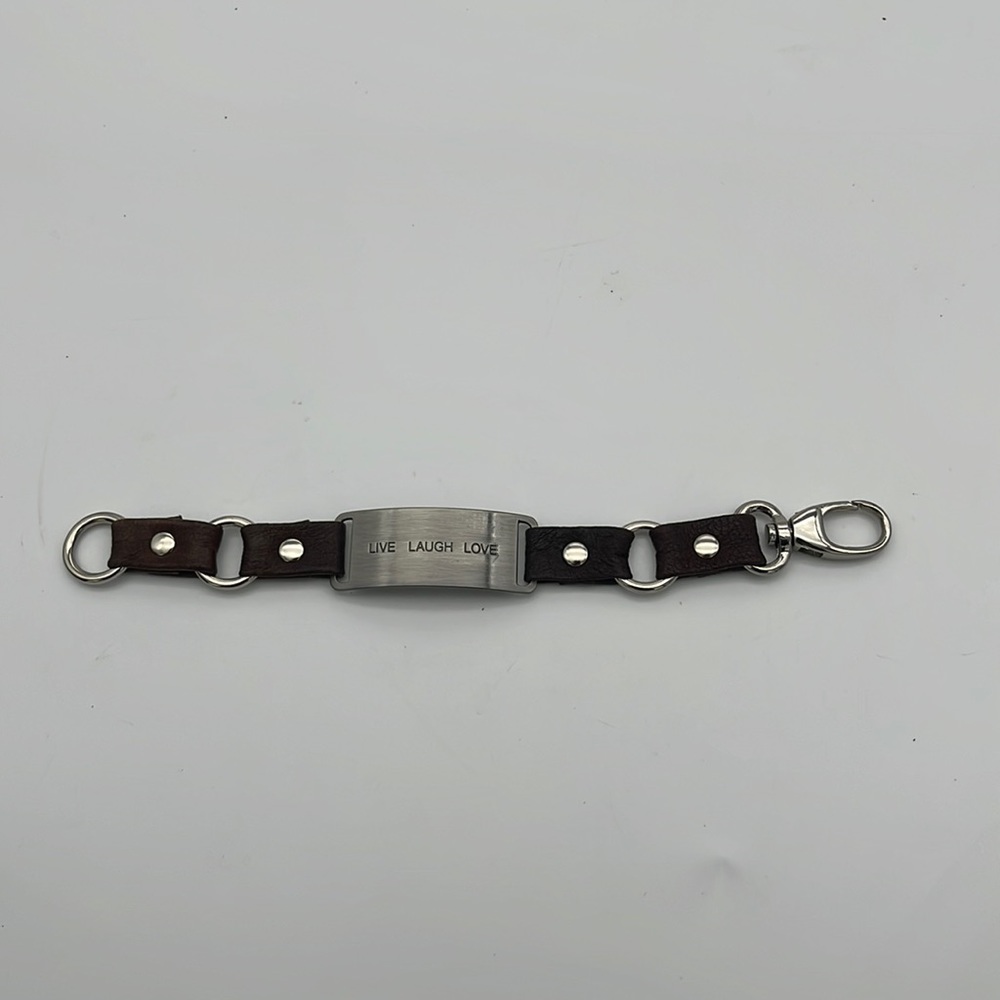 Cynthia H Designs leather live laugh bracelet